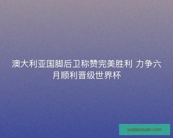 澳大利亚国脚后卫称赞完美胜利 力争六月顺利晋级世界杯